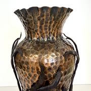Copper Vase with Wrought Iron Snake and Leaves attr. to Alessandro Mazzucot