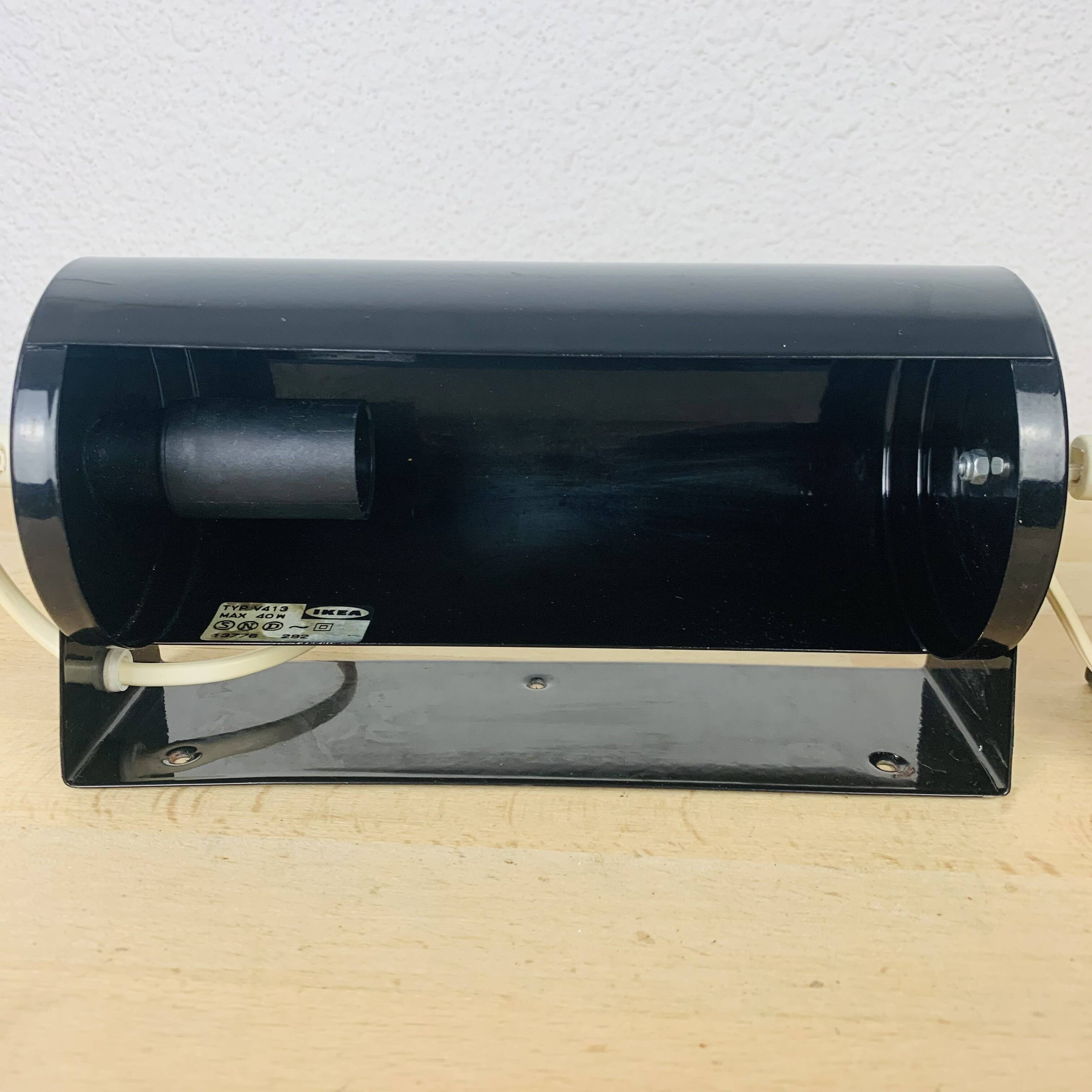 Pair of vintage black Ikea V413 roller wall lights