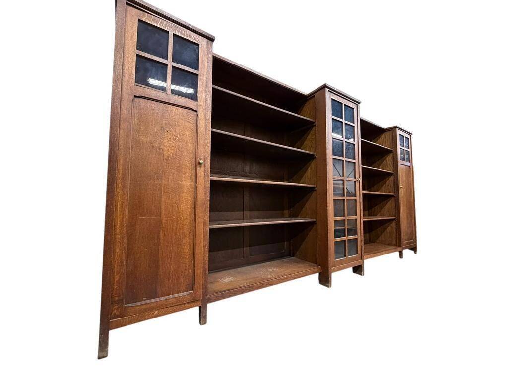 XL vintage wall unit in wood / bookshelf / cabinet (3.4m!)