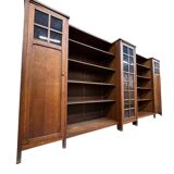 XL vintage wall unit in wood / bookshelf / cabinet (3.4m!)