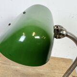 Lampe de table de banquier vintage en émail vert, années 1950