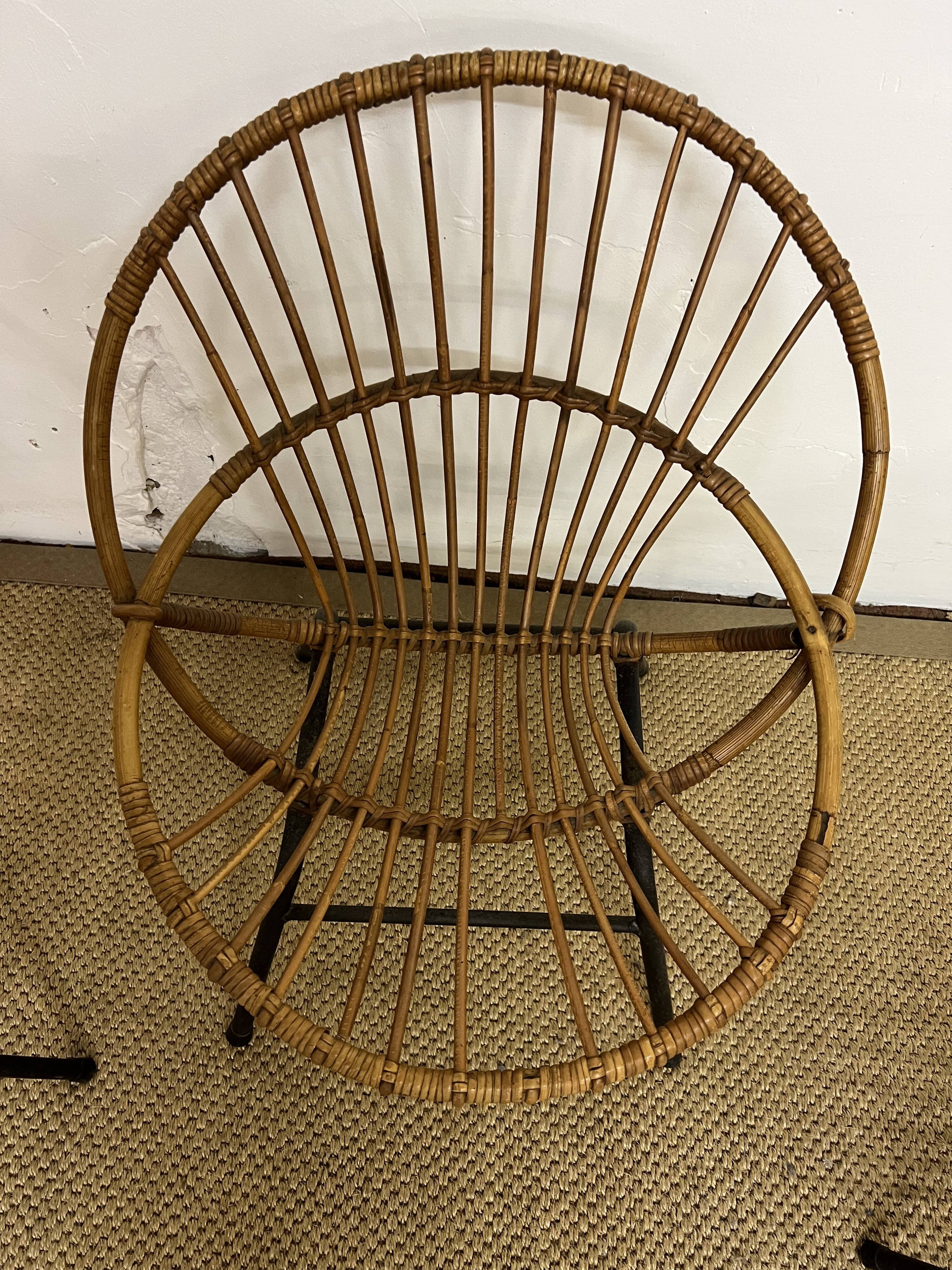 Rattan armchairs feet metal