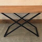 Wooden coffee table metal base