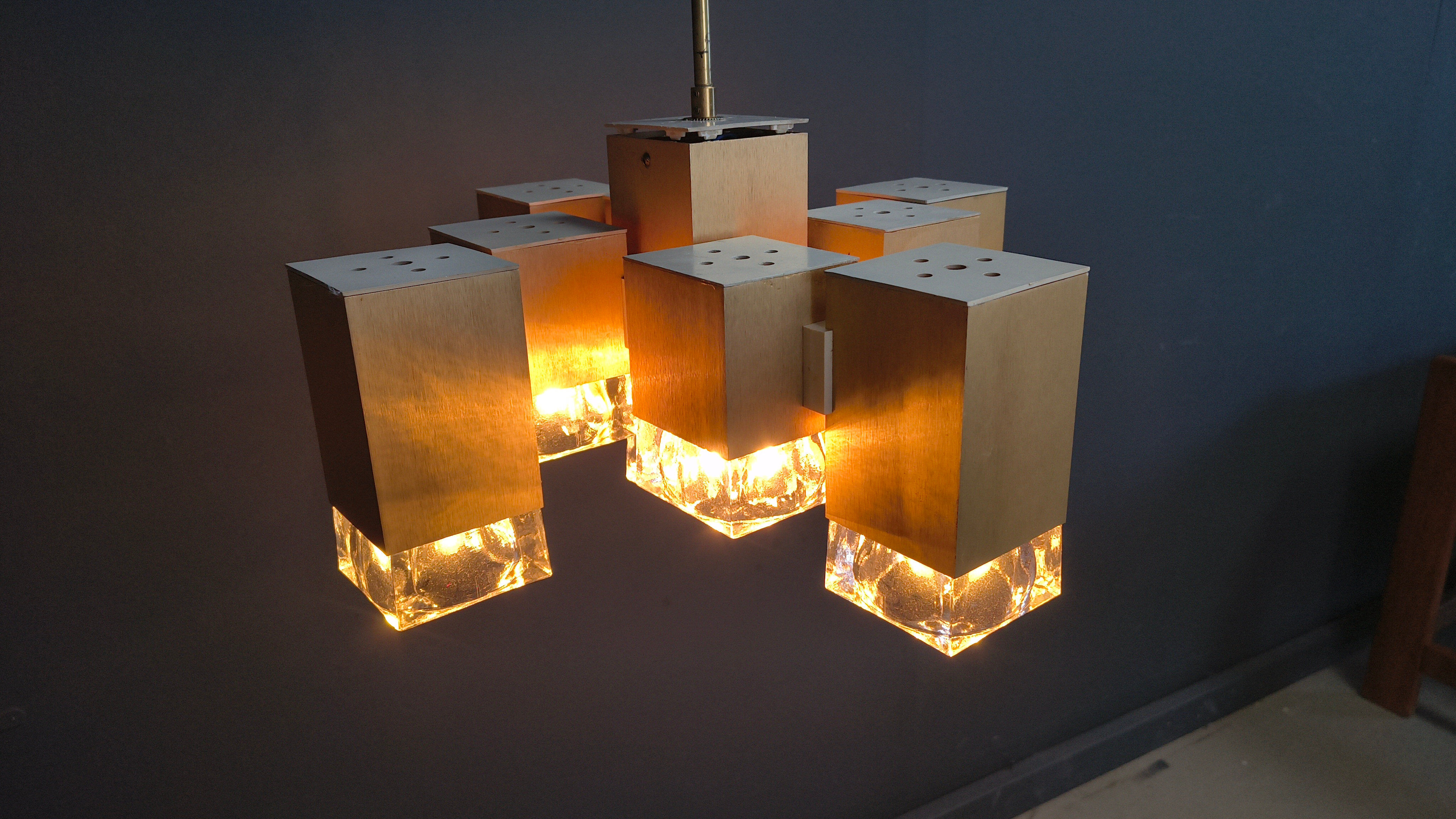 Vintage cubic chandelier by Gaetano Sciolari, 1970s
