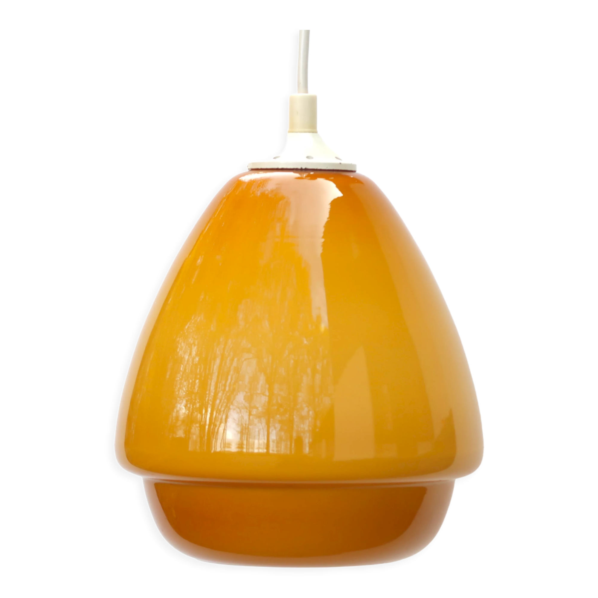 Suspension opaline jaune moutarde, années 70