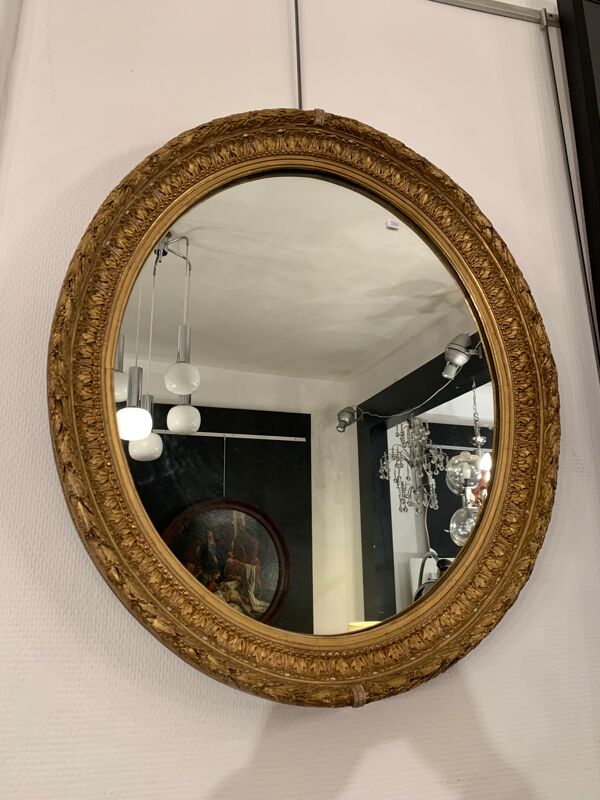 Ancien miroir ovale, époque XIX eme