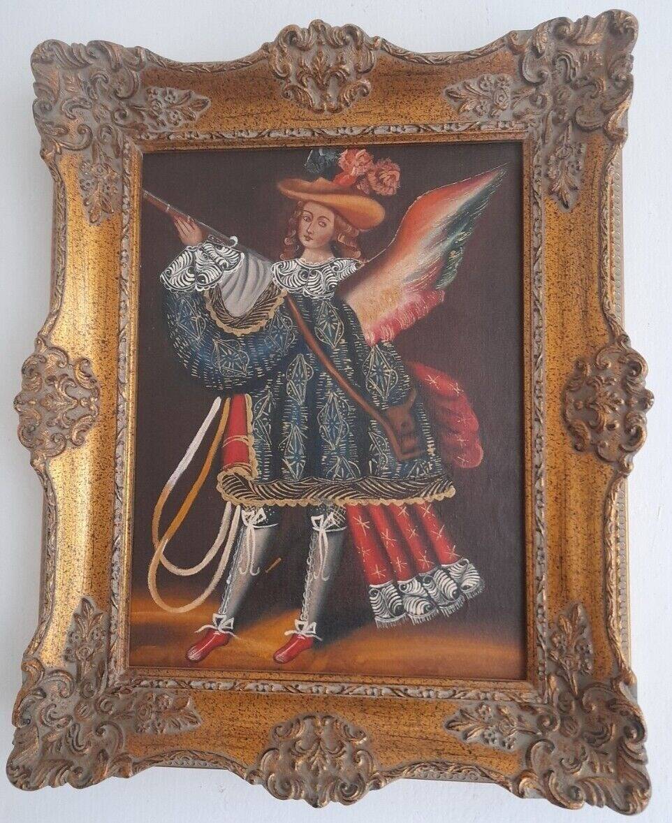 20th Cuzco School Angel Oil Painting