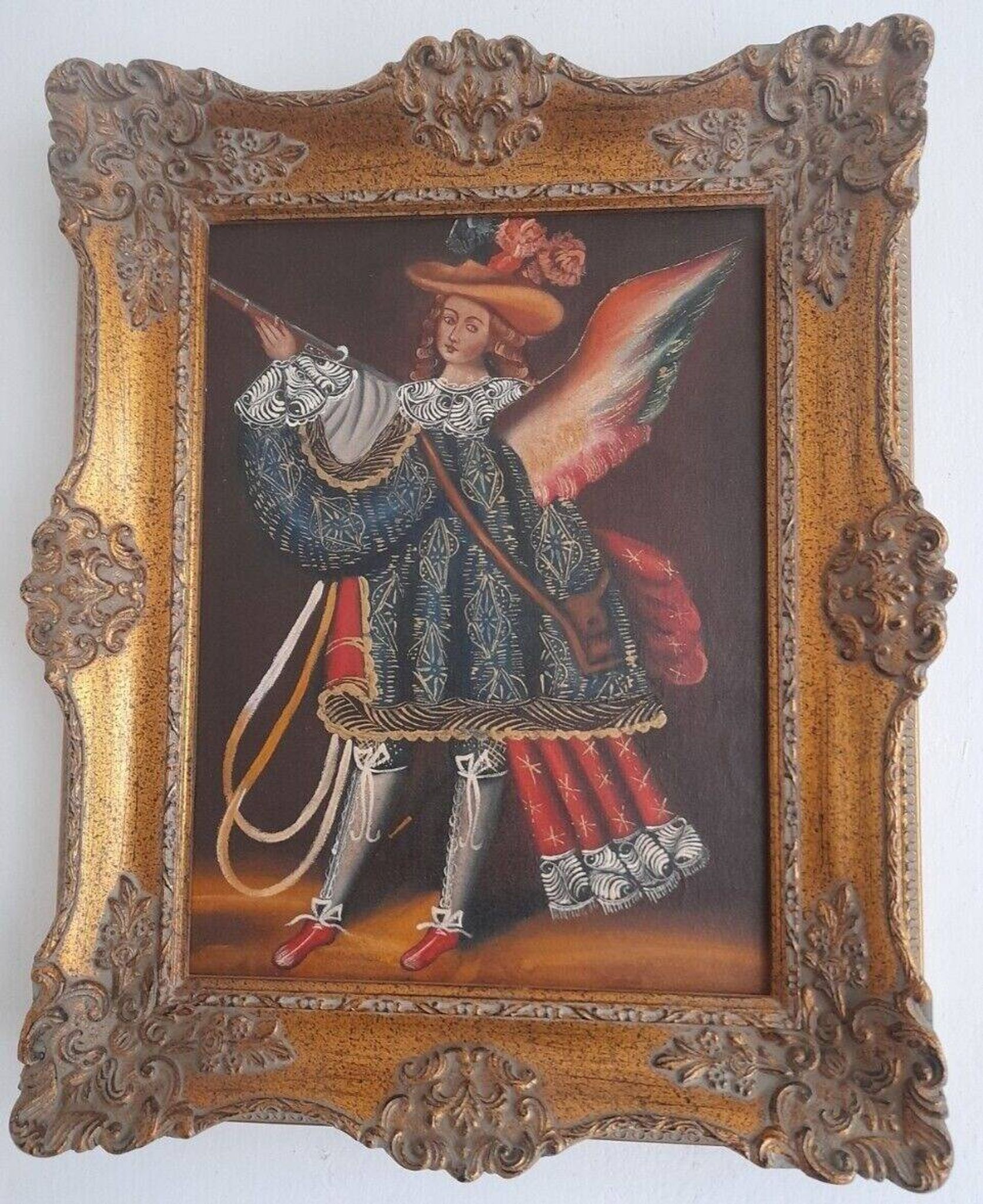 Peinture à l'huile d'ange de l'école de Cuzco du XXe siècle
