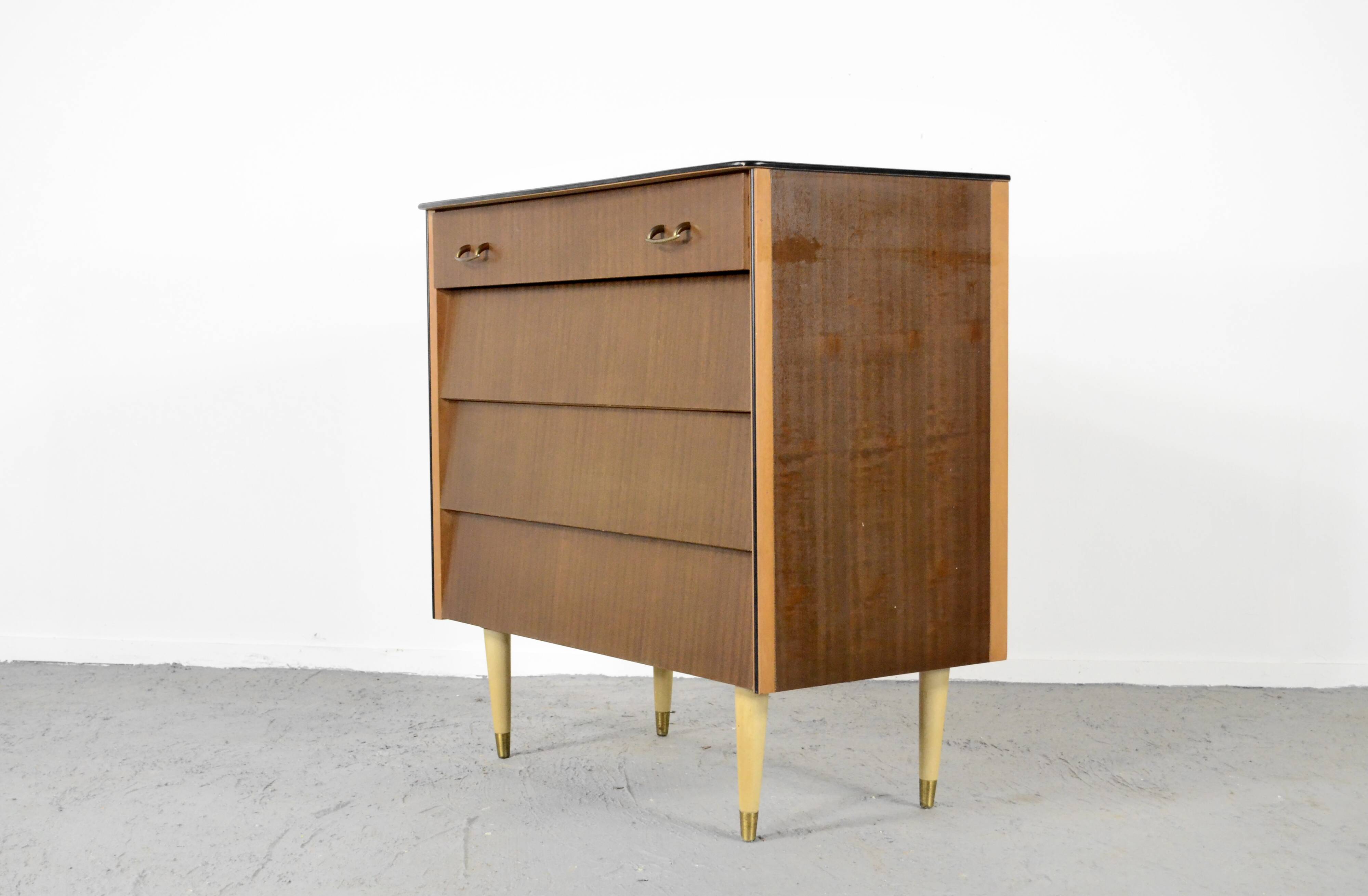 Commode / commode haute vintage du milieu du siècle Avalon en teck.