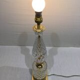 Crystal and bronze lamp base with square foot