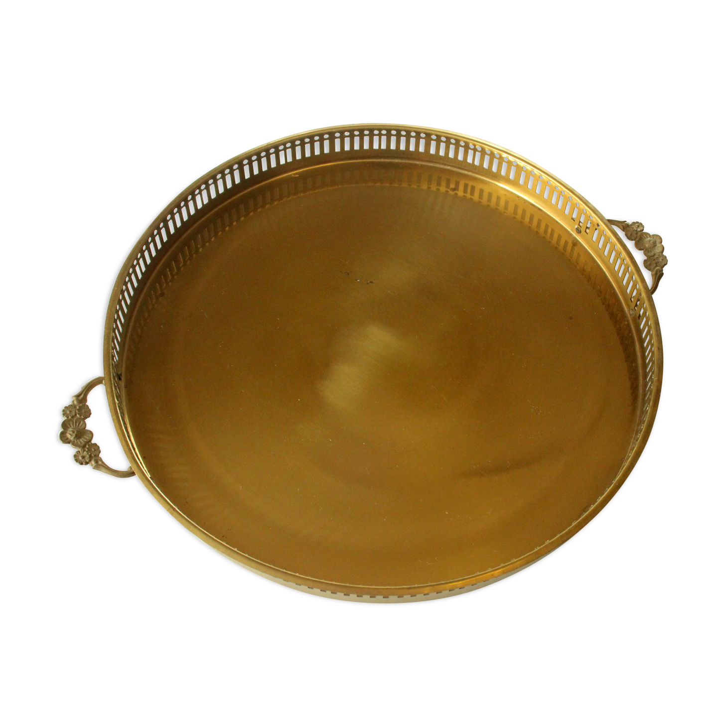 Solid brass tray with handles