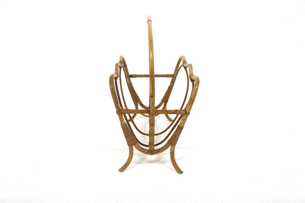 Scandinavian rattan magazine rack, Sweden, 1950