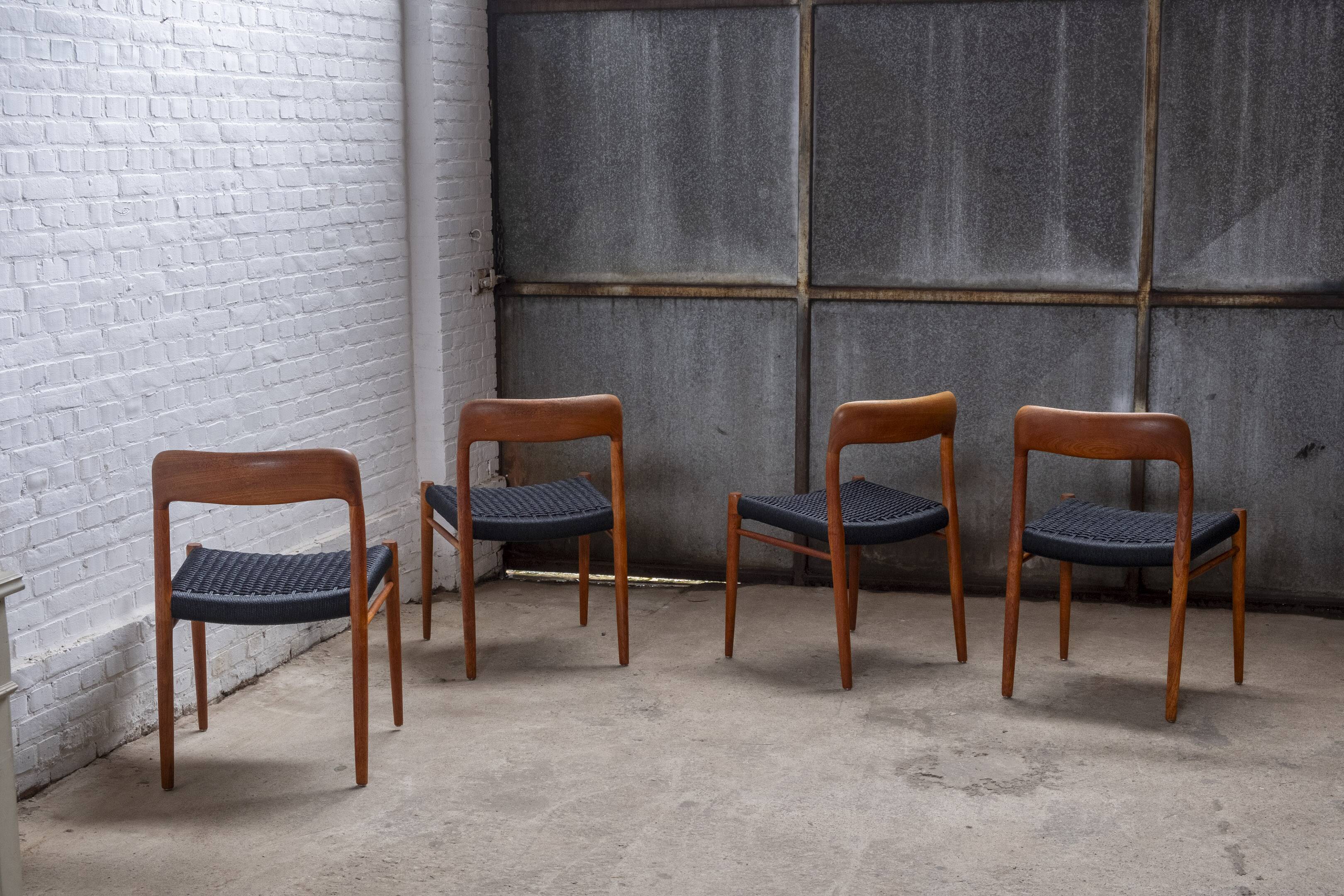 4x Niels Otto Møller Model 75 Teak Chair, 1960s Denmark