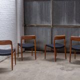4x Niels Otto Møller Model 75 Teak Chair, 1960s Denmark