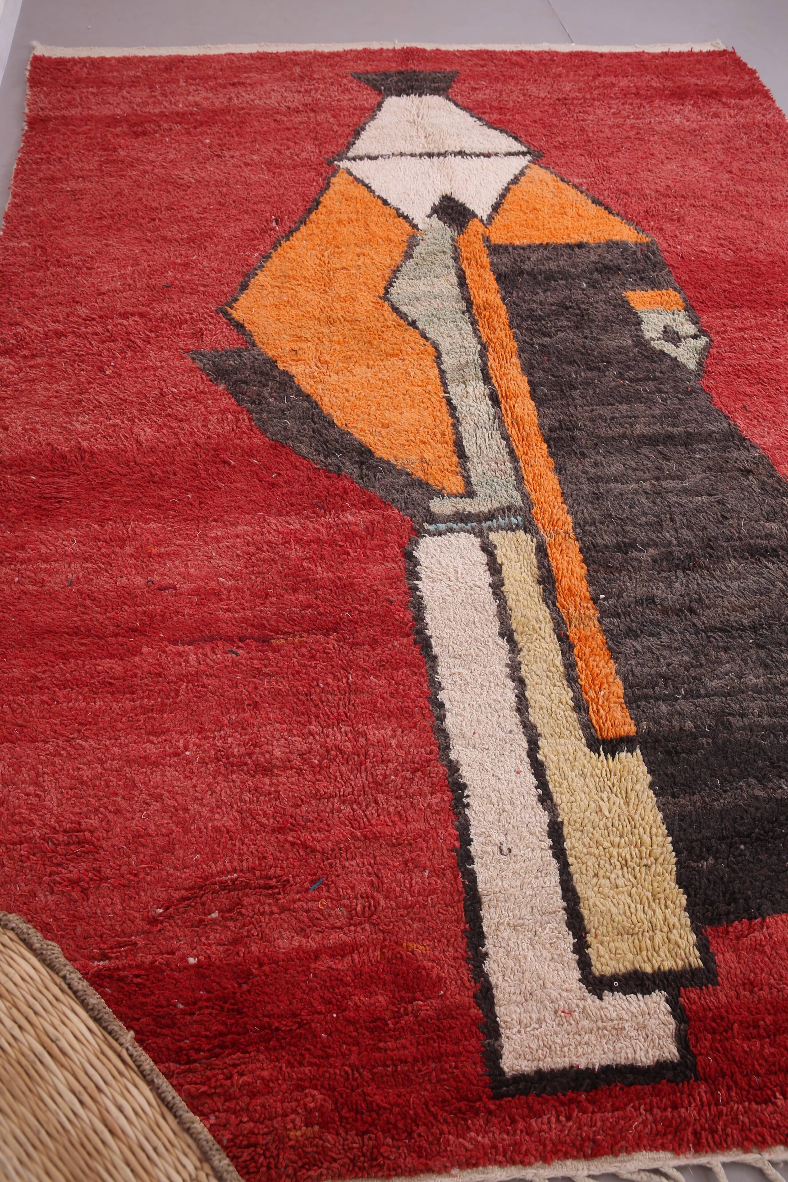 Abstract Vintage Moroccan Rug 238 x 334 - Berber Wool Rug - Handmade Rug