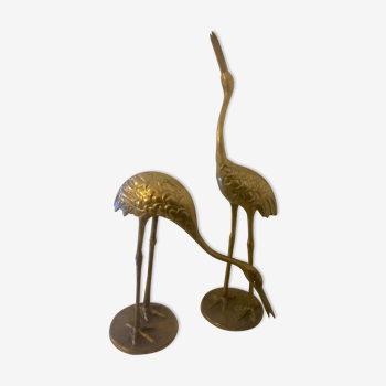 Pair of vintage brass herons