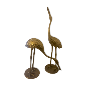 Pair of vintage brass herons
