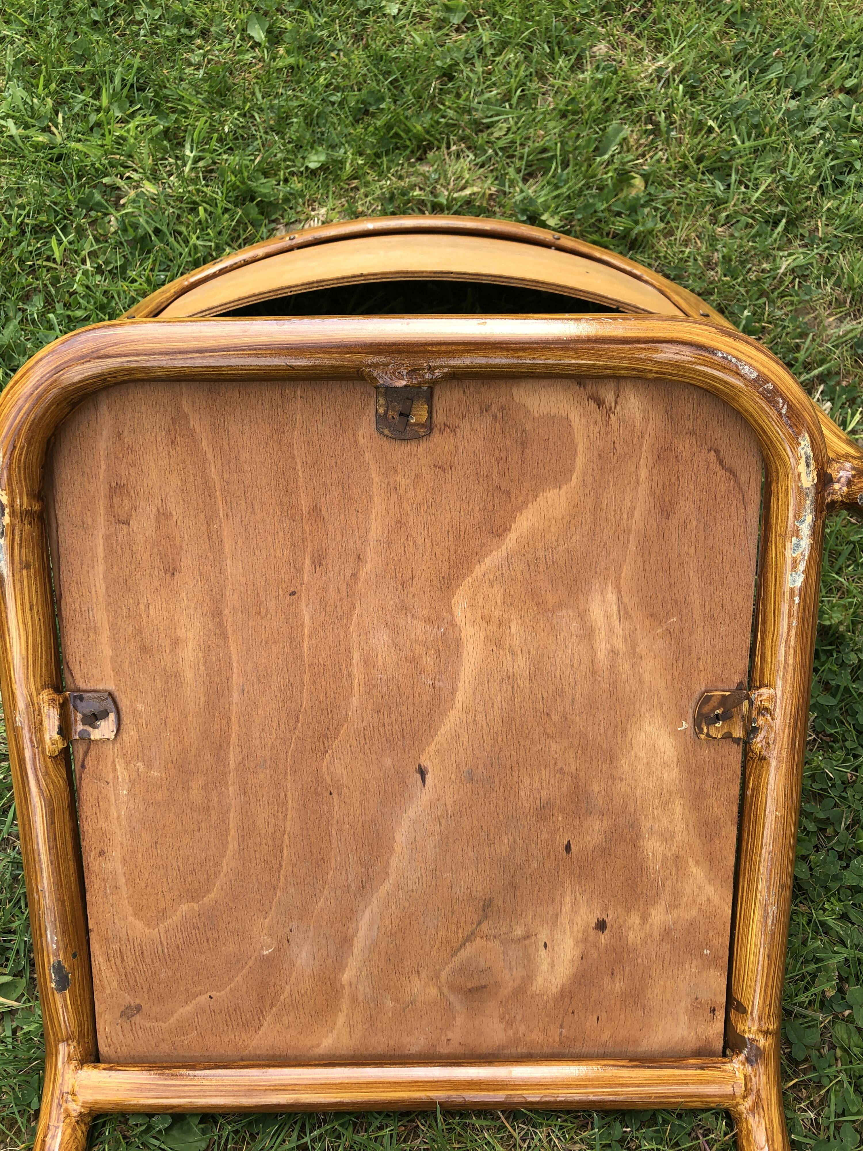 School chair brown vintage wood and metal painted wood way