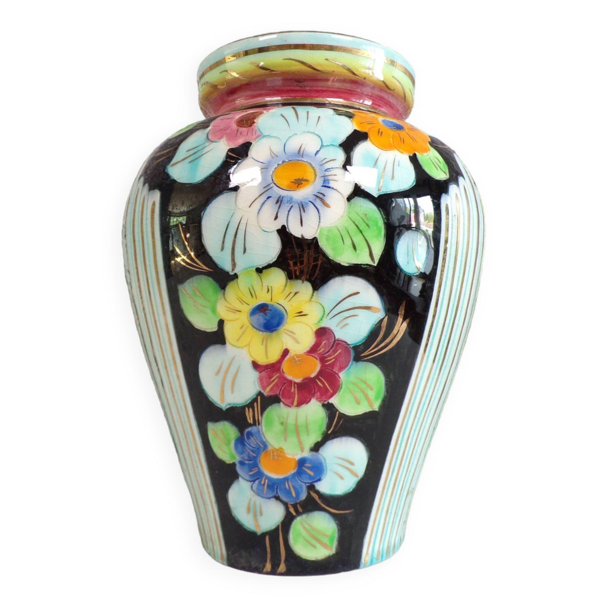 Vase 1950 cerdazur Monaco floral decor