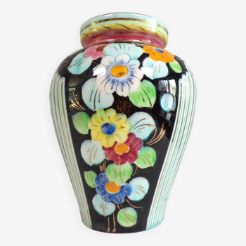Vase 1950 cerdazur Monaco décor fleuri
