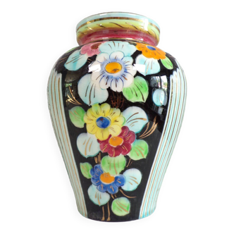 Vase 1950 cerdazur Monaco décor fleuri