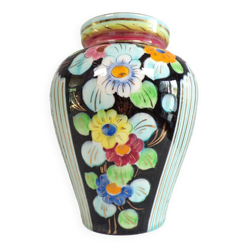 Vase 1950 cerdazur Monaco décor fleuri