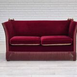 1960s, Danish "Spanish" sofa, original condition, furniture velour, ash wood legs.