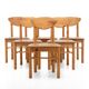 Suite de 6 chaises à repas vintage en pin