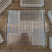 Large 6-piece aperitif tray in French molded rock crystal from the 50s and 60s