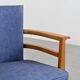 Pair of living room armchairs in solid beech, France, circa 1950.