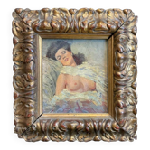 Nude of a young woman, oil painting on board, Italy early 20th century
