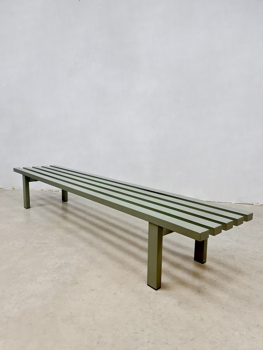 Vintage metal slatted bench 'Meta' Metaform