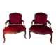 Pair of armchairs from the Louis XV period – Carved wood, burgundy velvet