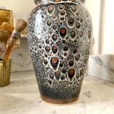 Brown and black glazed ceramic vase