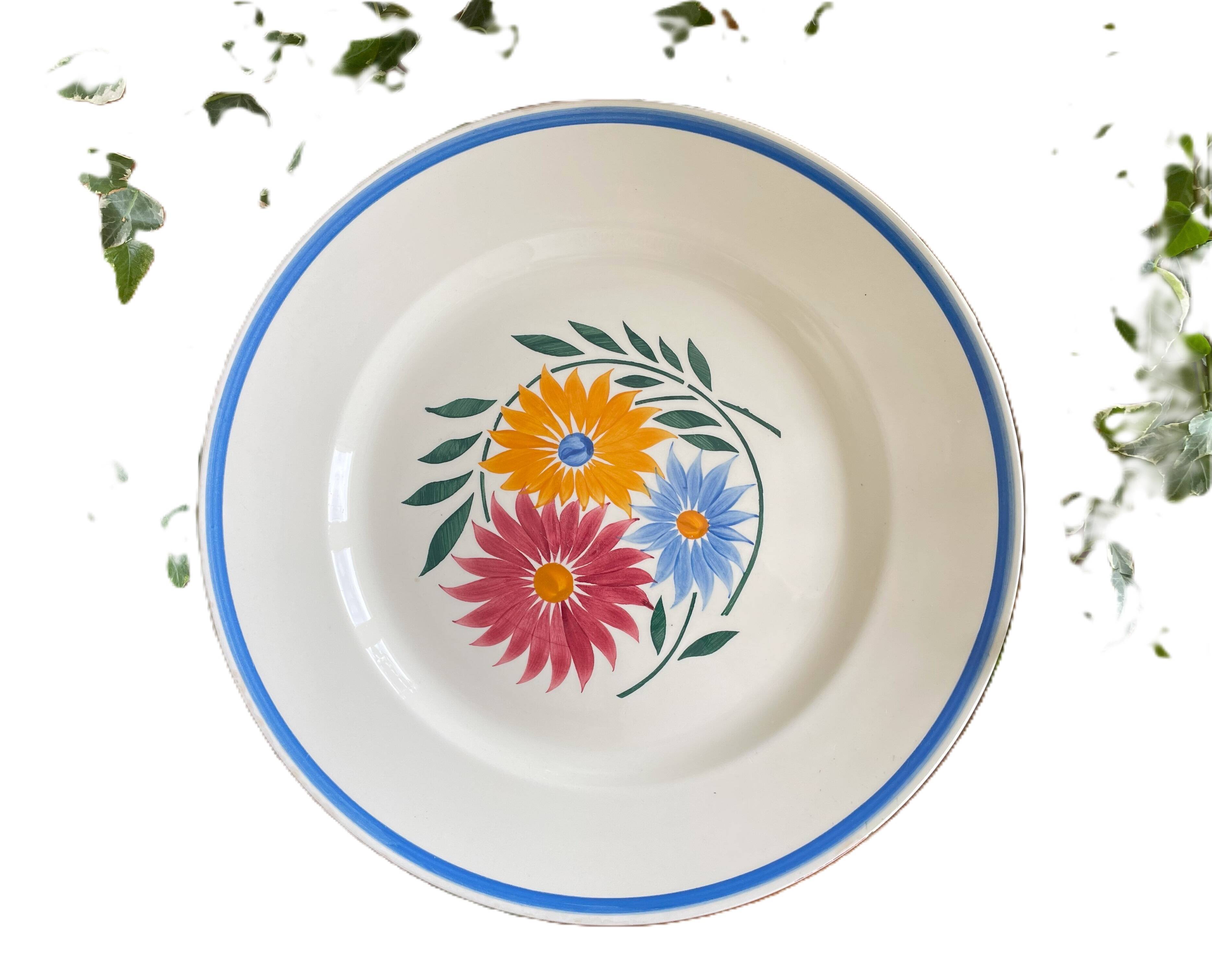 Large round antique earthenware dish from Choisy-le-Roi