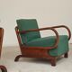 Paire de fauteuils Art déco vert par Jindrich Halabala, Prague 1930