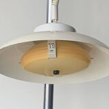 Vintage white metal pendant light - up and down system - Space Age Design