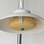 Vintage white metal pendant light - up and down system - Space Age Design