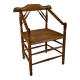 Chaise Antique en Chêne et Jonc, Pays-Bas, 1930s