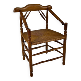 Chaise Antique en Chêne et Jonc, Pays-Bas, 1930s