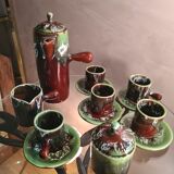 Service a café valauris ,1970  vert et maron et lave blanche;