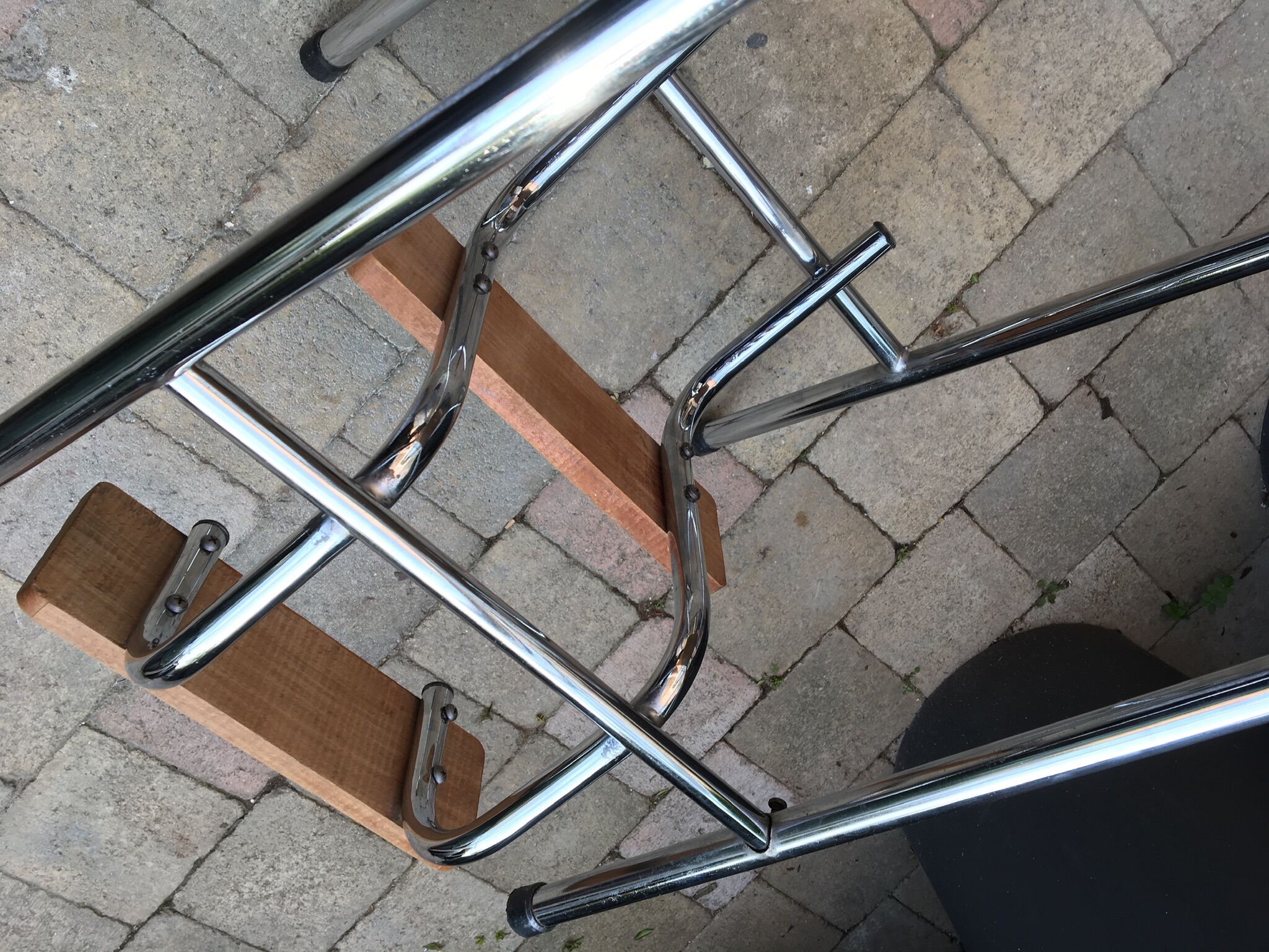 Red formica stool stepladder