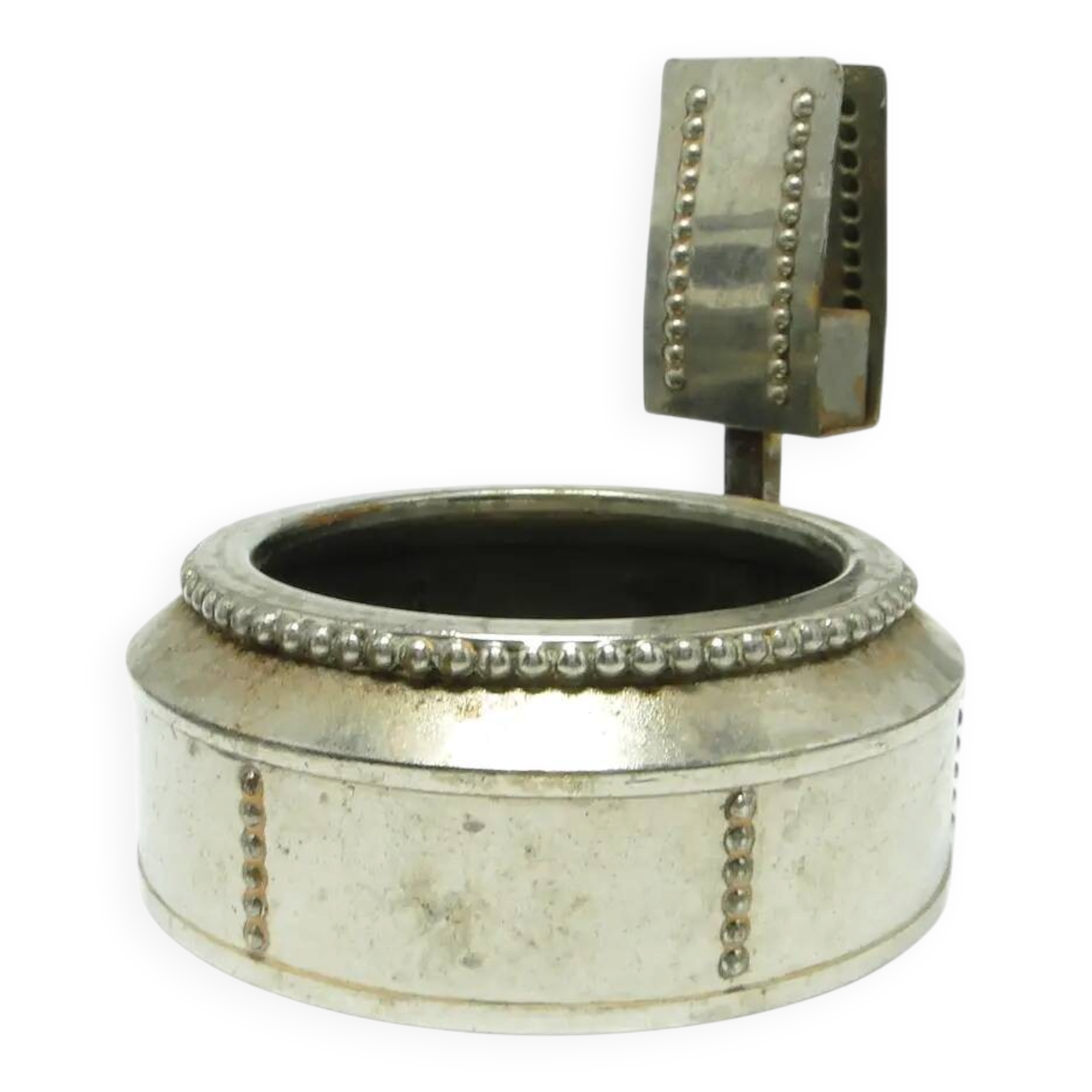 Match holder with ashtray, Art Nouveau, silver-plated brass, Austria, early 20th century