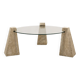 Vintage glass and travertine coffee table