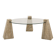 Vintage glass and travertine coffee table
