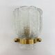 Vintage Hillebrand wall lamp ice glass with brass, 1970s Germany