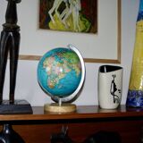 Vintage metal and wood terrestrial globe 1950