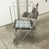 Set of 3 minimalist X line chairs by Niels Jorgen Haugesen.