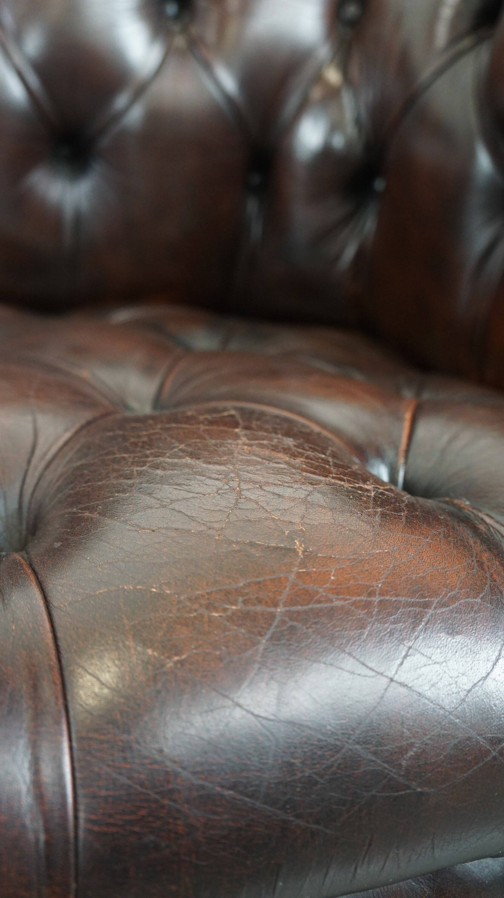 Dark-flamed english chesterfield 2.5-seater sofa/button seat