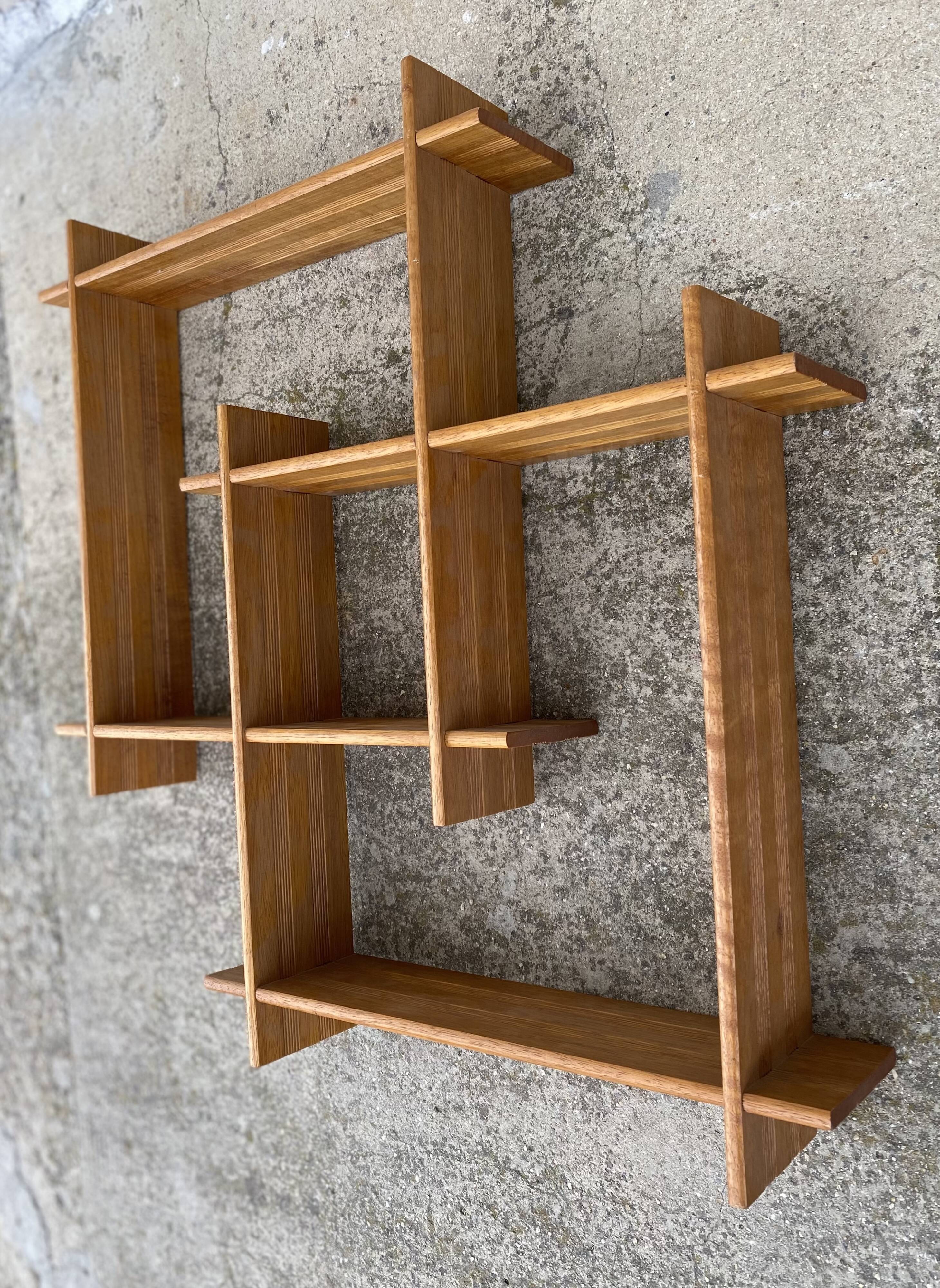 Small vintage modernist asymmetrical wall shelf 1980
